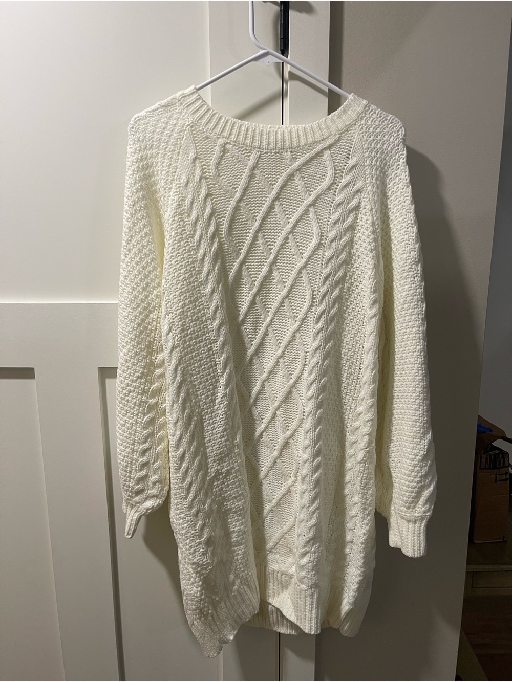 SHEIN Ivory Cable Knit Crewneck Sweater